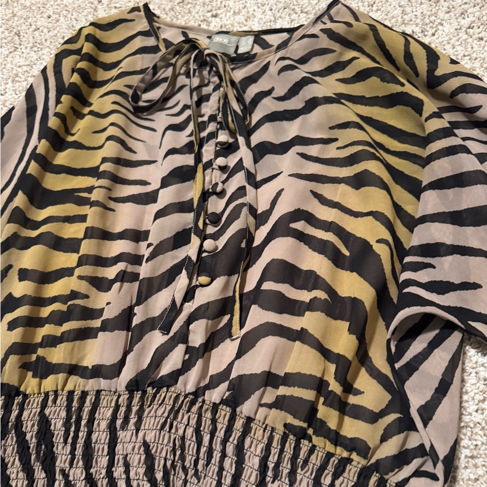 ASOS Animal Print Long Sleeve Mini Dress | Size 8 - Picture 8 of 10